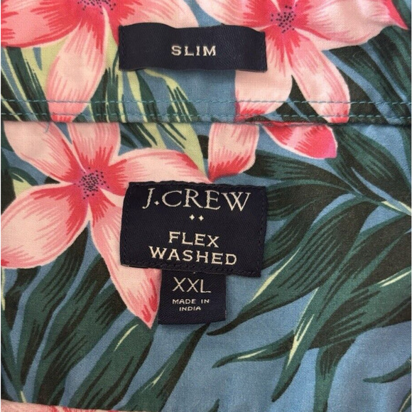 J. Crew Flex Washed Hawaiian Shirt XXL Slim Fit Tropical Floral Magnum PI 80's - Picture 5 of 6